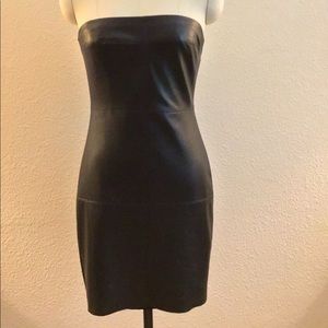 Bailey 44 black faux leather strapless dress
